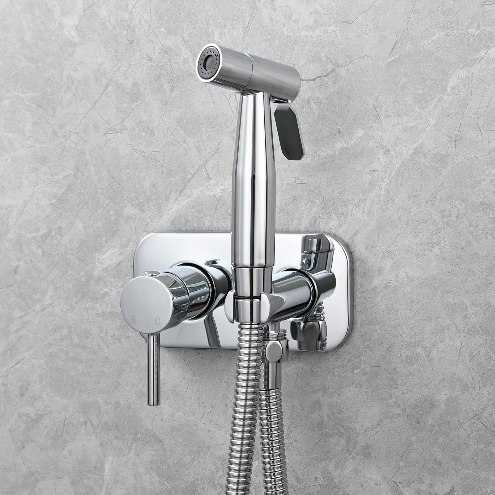 Ensemble de douchette de douche en acier inoxydable avec douchette à eau froide et chaude 1,5 m Doré brossé - 2