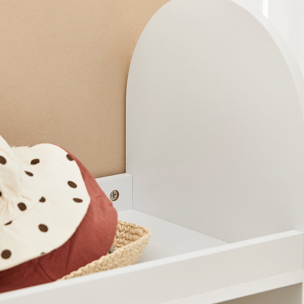 SoBuy Penderie pour Enfants, Garde-robe Enfants, Porte-Manteau avec 3 étagères, 1 panier et 3 crochets, Blanc, KMB40-W - 6