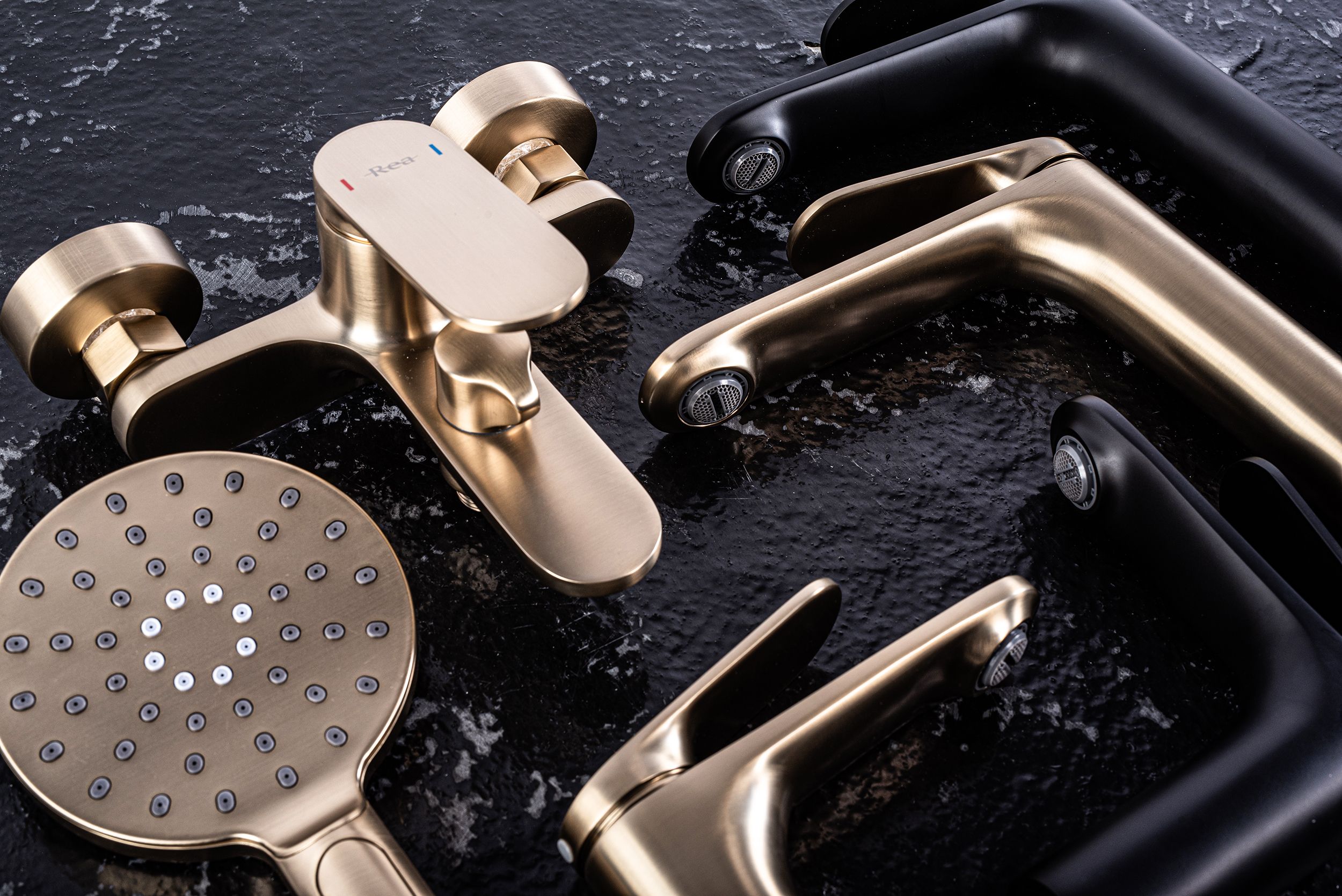 Bateria Umywalkowa REA Marco Złota Szczotkowana - 7