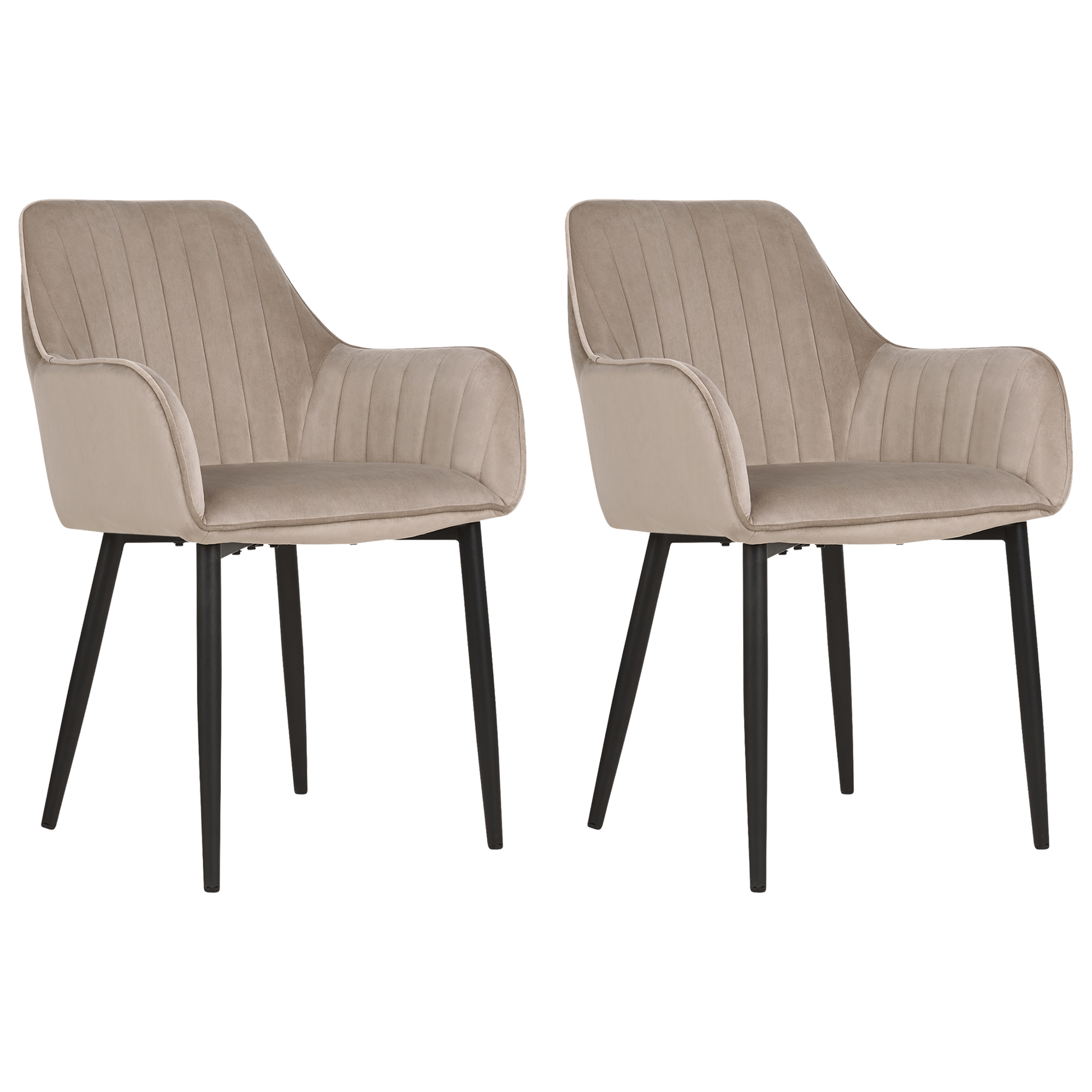 Beliani Conjunto De 2 Sillas De Comedor Wellston Terciopelo Gris/Pardo , Leroy Merlin