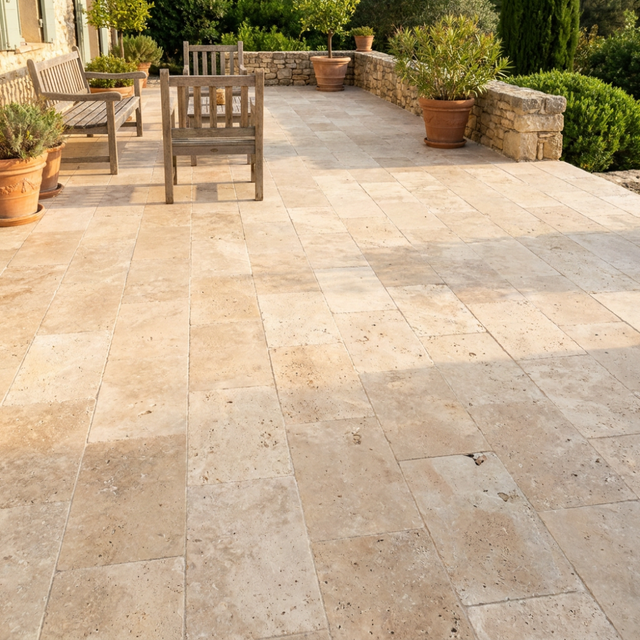 Dallage travertin beige mix 2nd choix 61x40.6x1.2 cm