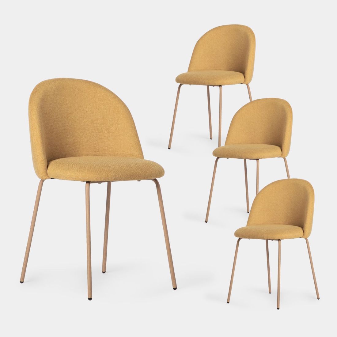 Pack 4 sillas tapizadas mostaza 49 x 81 cm leroy merlin