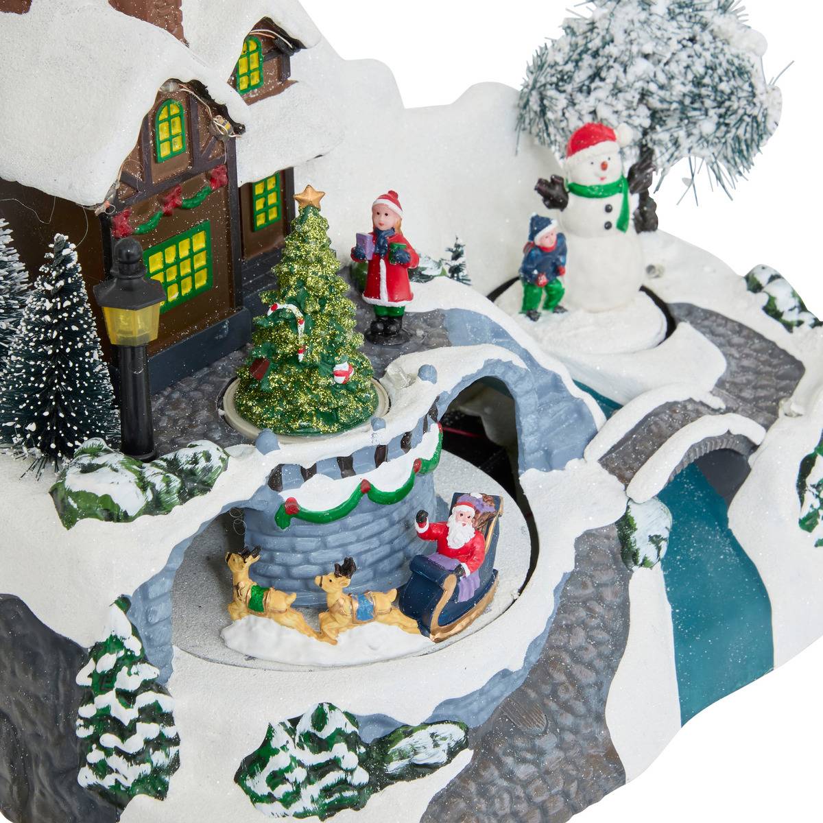 Village lumineux père Noël avec traineau et bonhomme de neige 10 LED - Feeric lights & christmas - 2