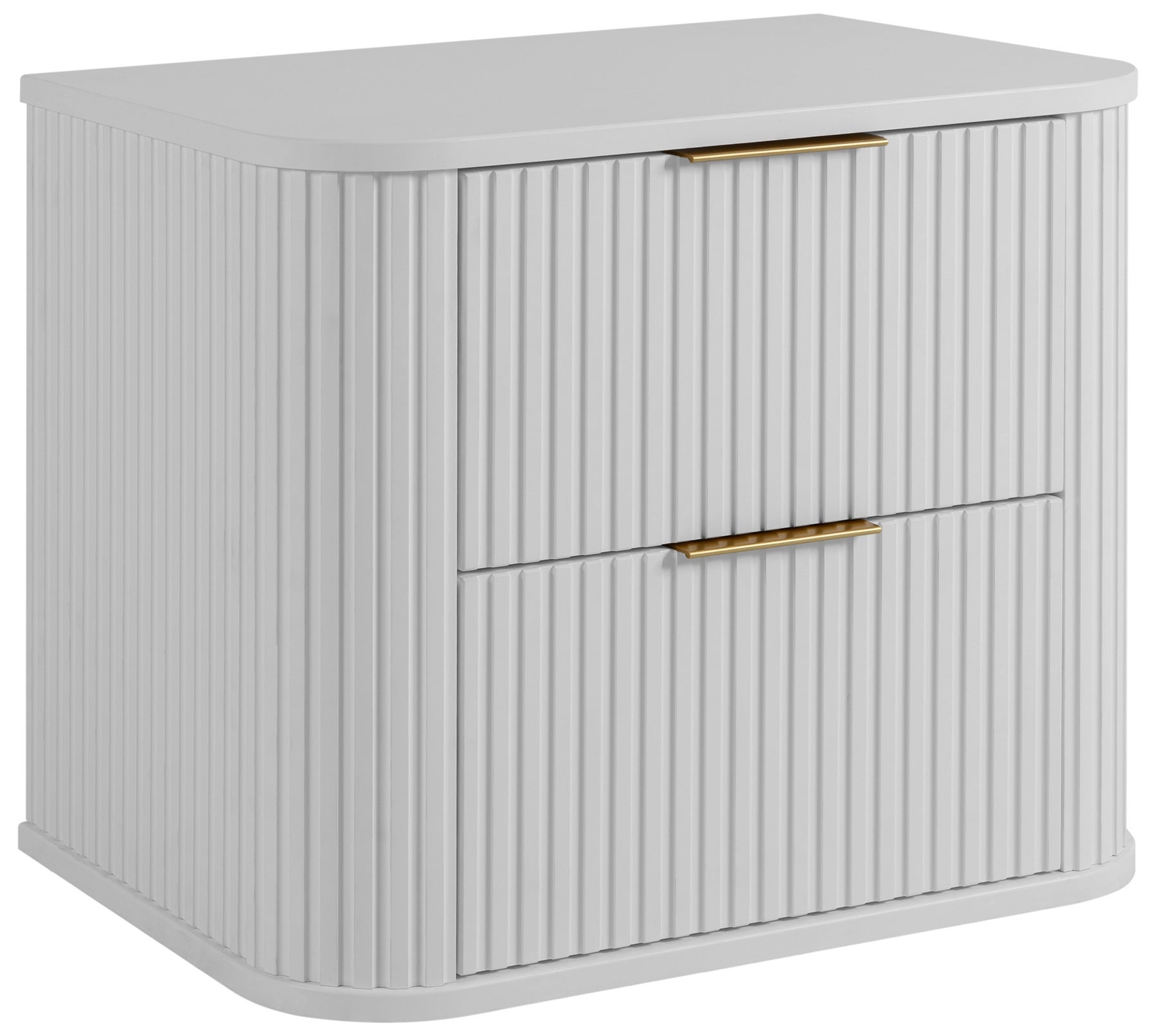 Szafka łazienkowa GLAMOUR 60 cm BIAŁA wisząca ryflowana 2 szuflady SOFT CLOSE + 2 kolory uchwytów