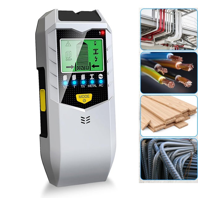 Détecteur mural 5 en1,détecteur de métaux, détecteur de câbles, détecteur de métaux,de boulons et de courant avec écran LCD et alarme(sans batterie)
