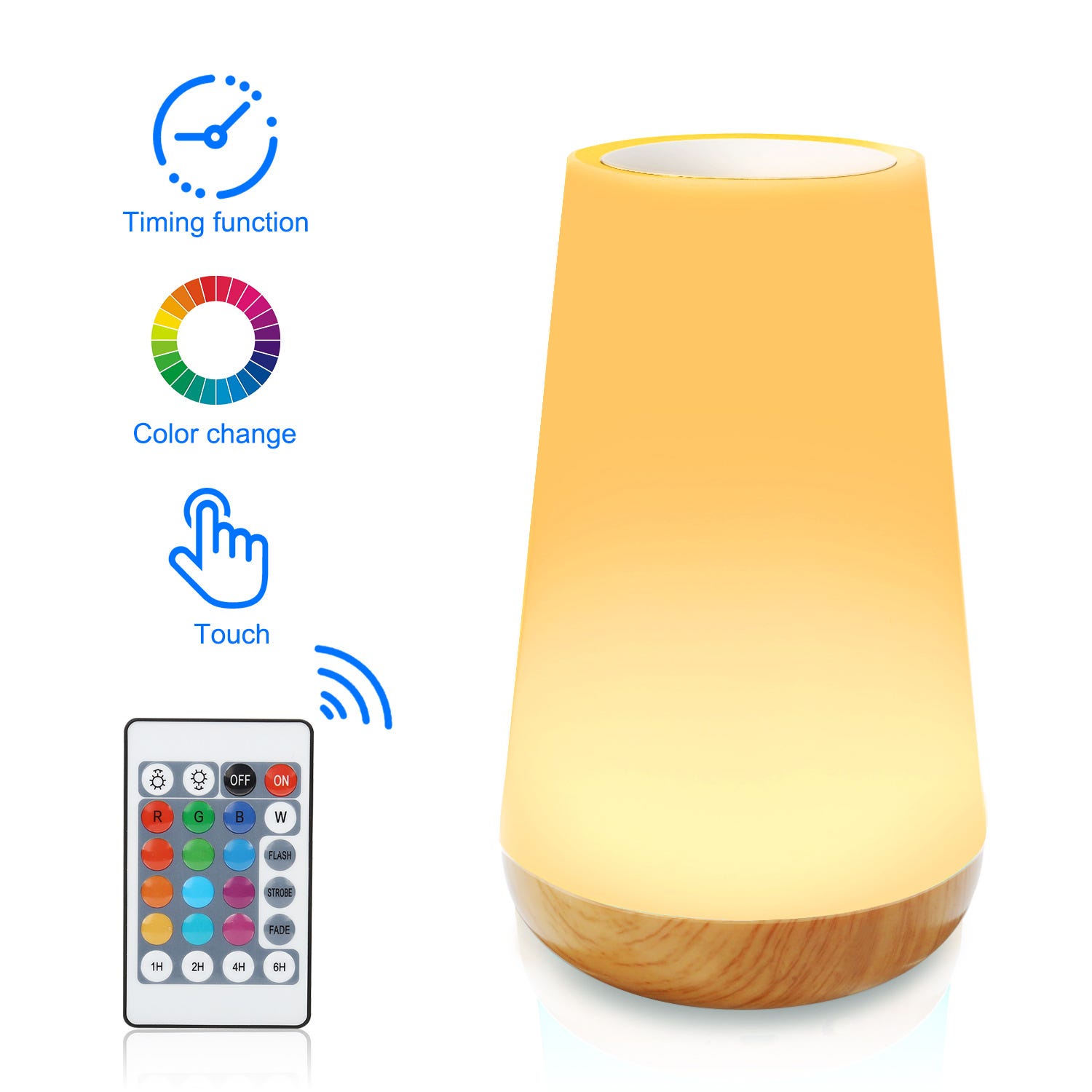 Luce Notturna LED Touch Ricaricabile Per Bambini - RGB Colorata, Dimmerabile Con Timer E Gancio, Lampada Da Comodino