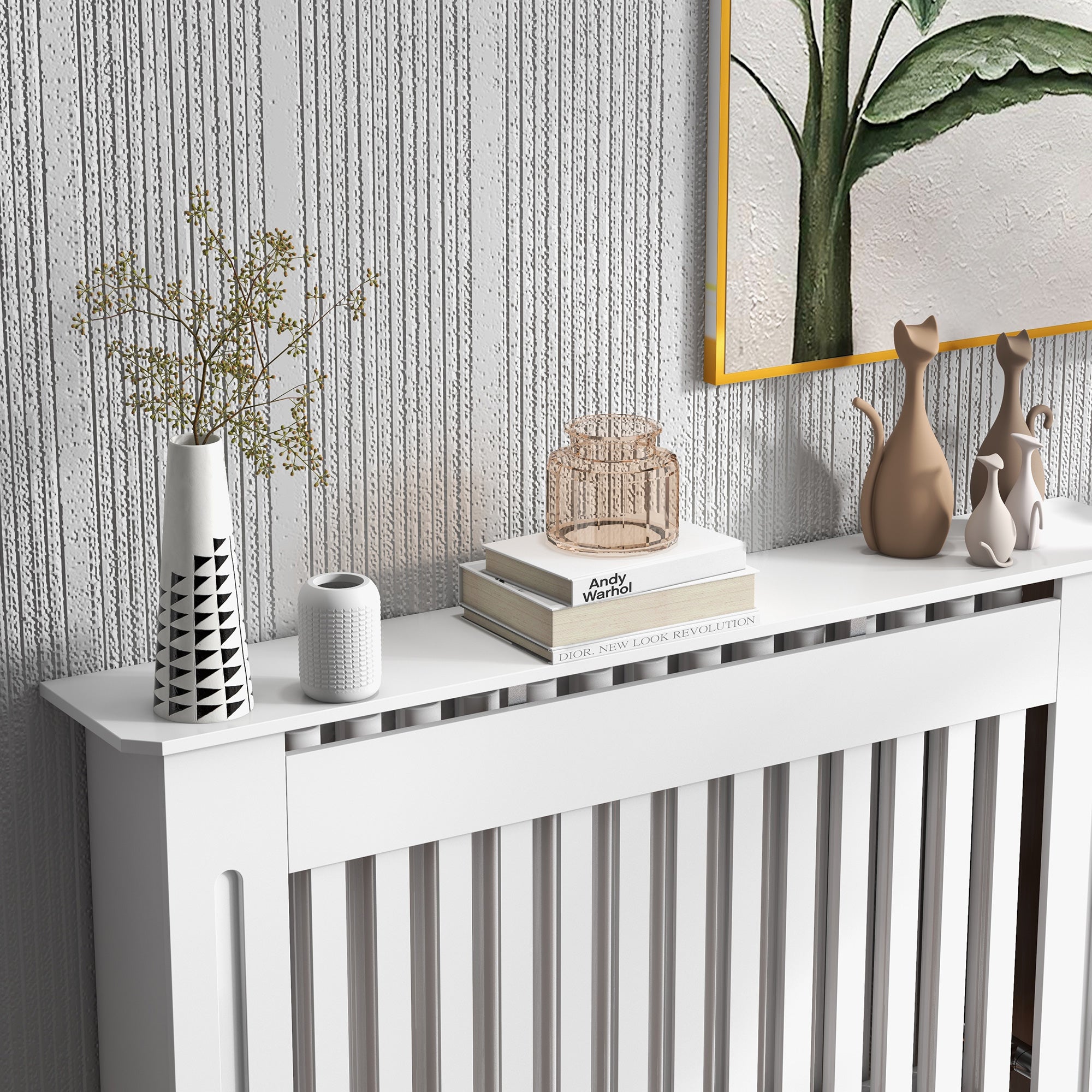 Cubierta de radiador Homcom blanco 112x19x81 cm MDF - 8