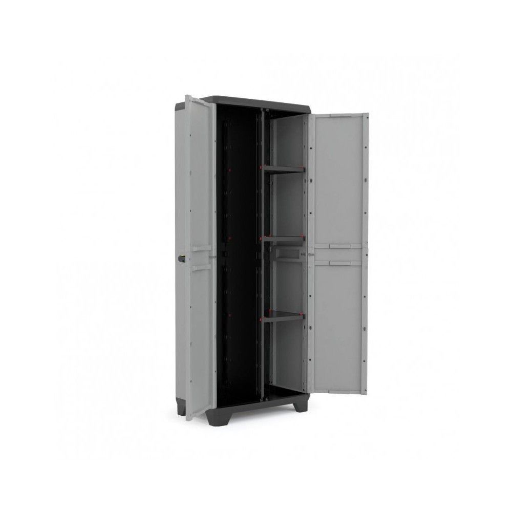 Armoire à balais verrouillable avec 2 portes et 3 étagères réglables Basic Stilo Keter - 4
