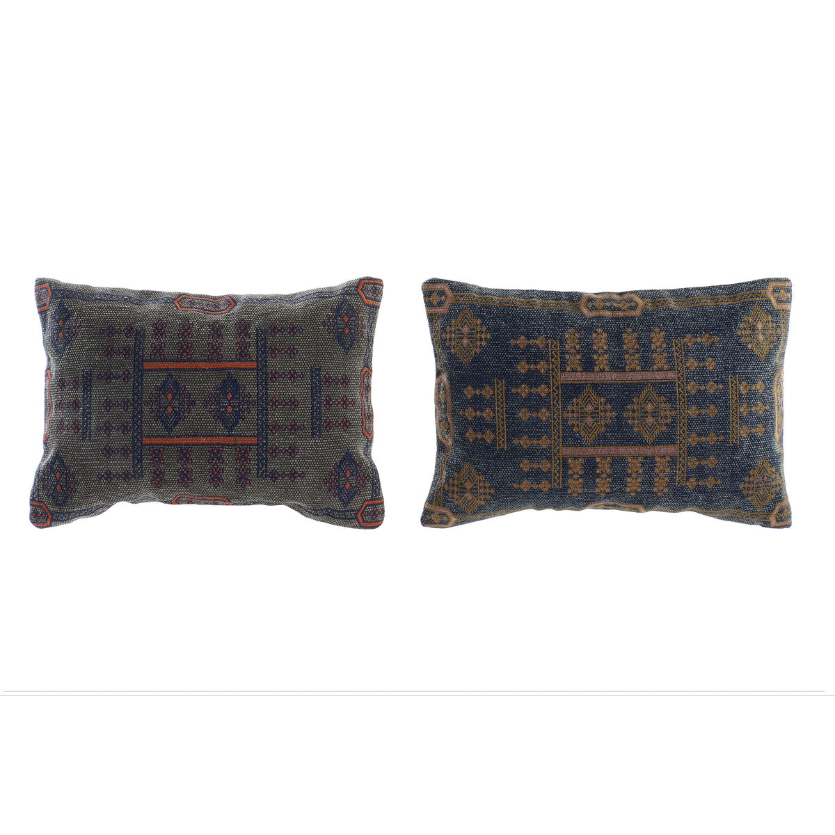 Cojín dkd home decor 50 x 10 x 35 cm azul naranja árabe (2 unidades)