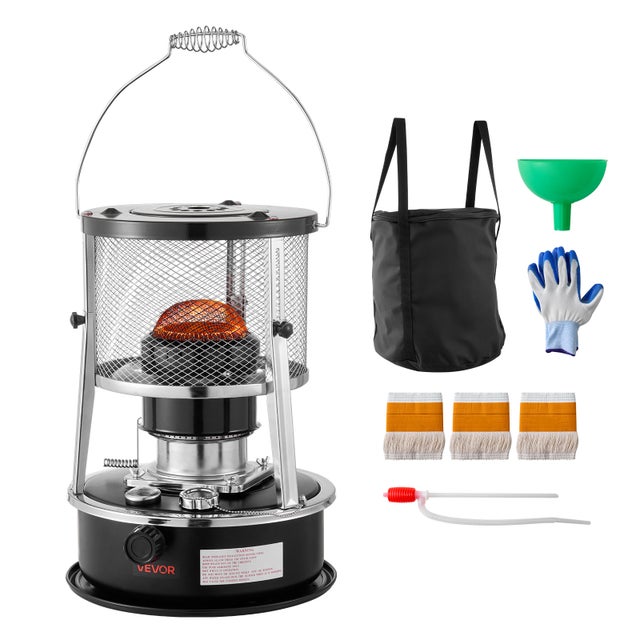 Chauffage au kérosène VEVOR, acier, 9 000 BTU, portatif, non électrique, réchaud 2-en-1, hauteur/flamme réglables, pour intérieur/extérieur/camping