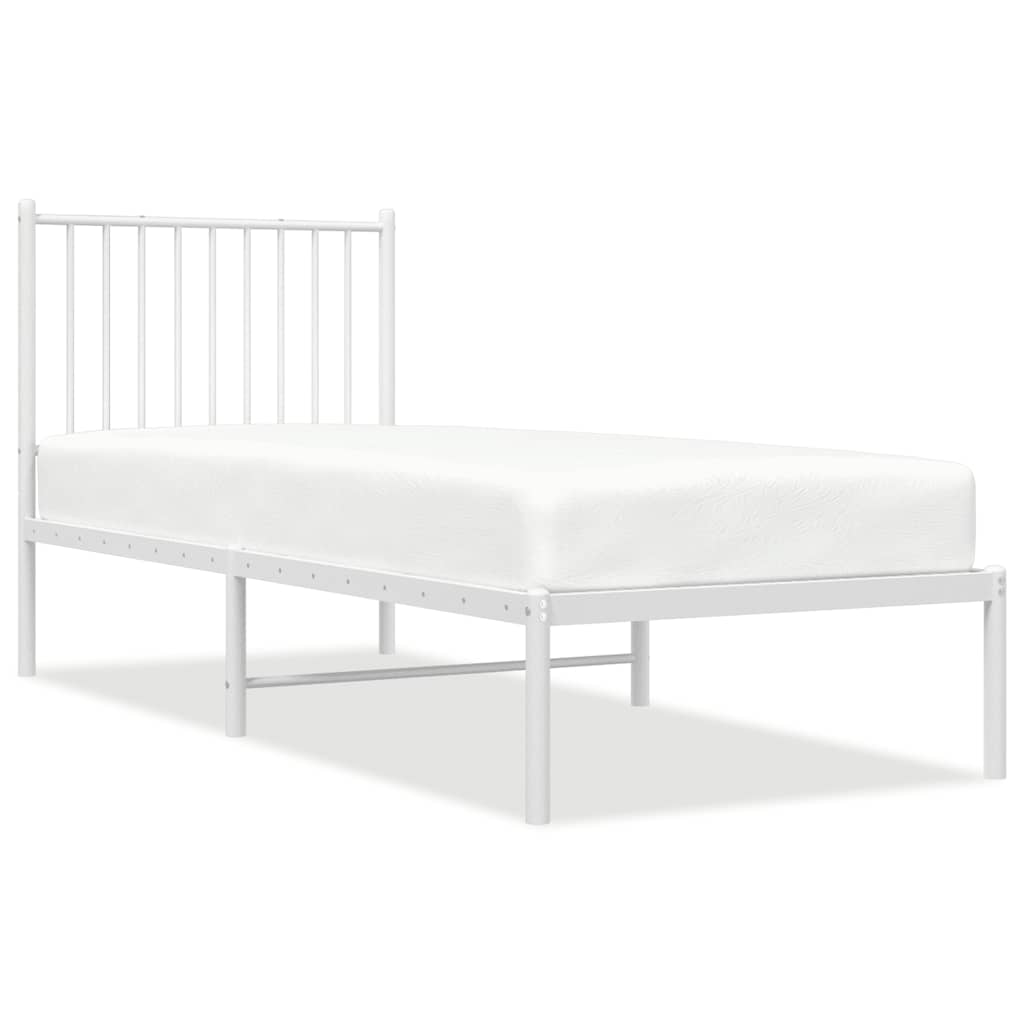Łóżko Metalowe Białe Rama Łóżka Ze Stelażem DO Pokoju Sypialni 75x190 cm