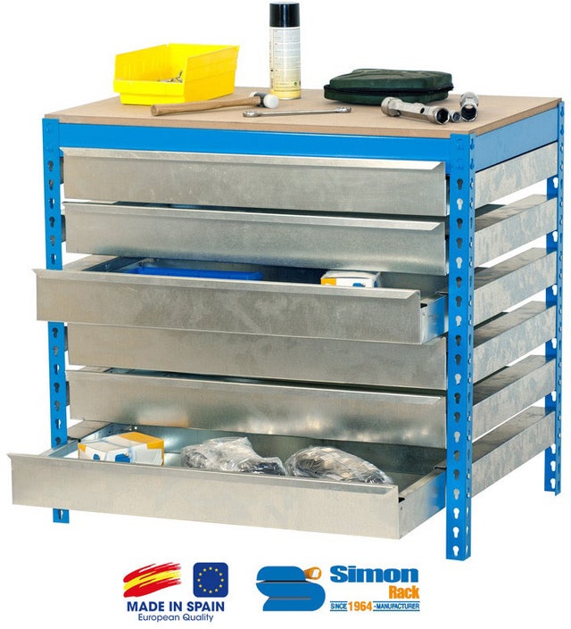 Banco da lavoro con 6 cassetti BT-5 CASSETTO METALLICO 1200 BLU