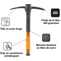 Mini Pioche Xforst X-PF40N - Houe De Jardinage En Acier Forgé Avec Manche Fibre De Verre - Outil Camping Survie Bushcraft