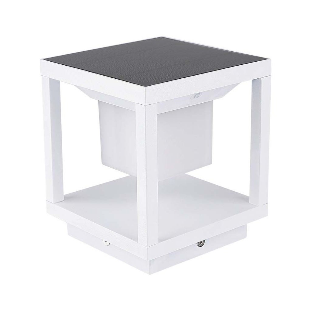 Kwadratowa lampa podłogowa LED zasilana energią słoneczną, 2 W, z czujnikiem ruchu, biała, 3000 K, IP65