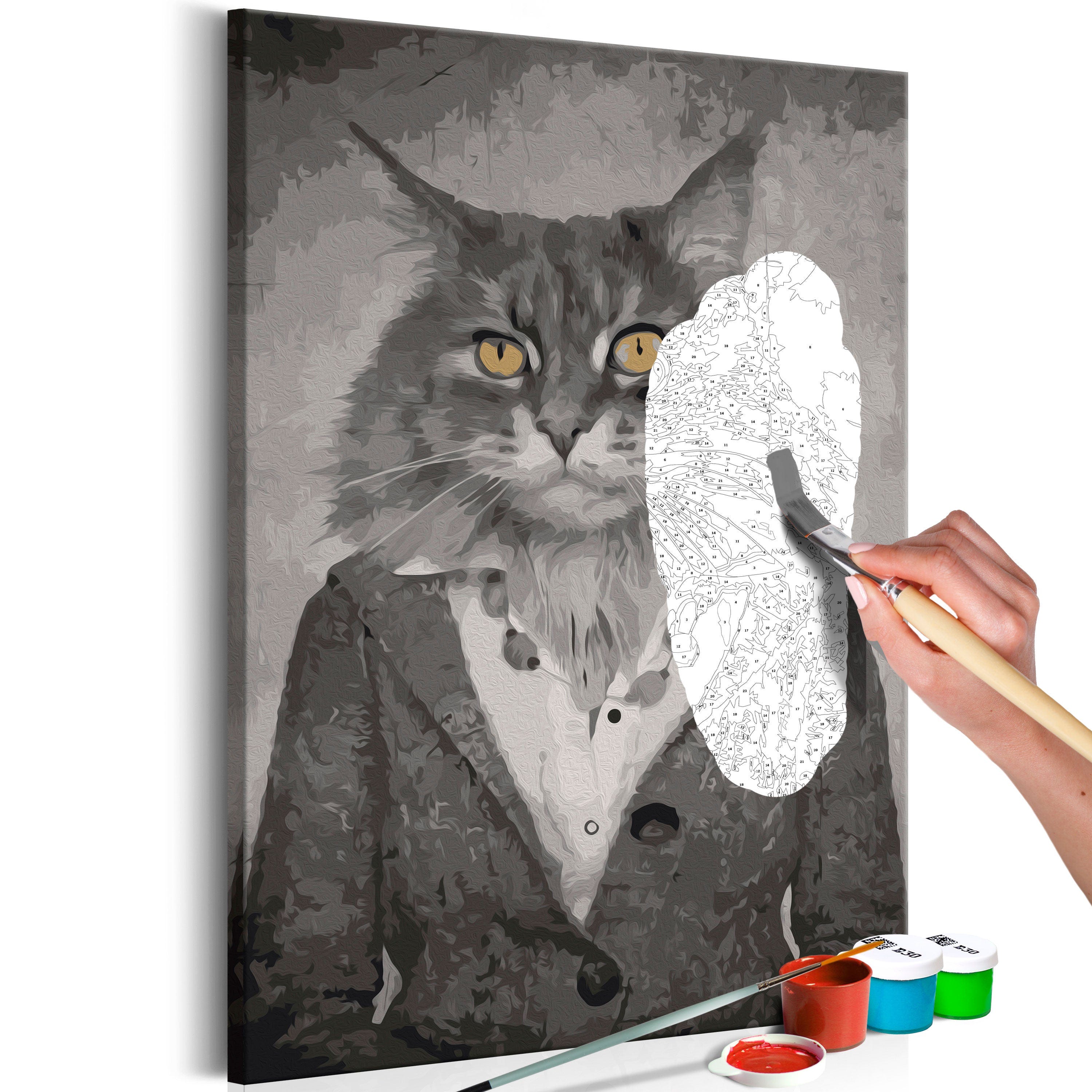 ABEUTY - Dipinto fai da te con numeri per adulti, principianti, per fare colazione con gatti, 40,6 x 50,8 cm, con cornice in legno ABEUTY - Dipinto fai da te con numeri per adulti, principianti, per fare colazione con gatti, 40,6 x 50,8 cm, con cornice in legno
