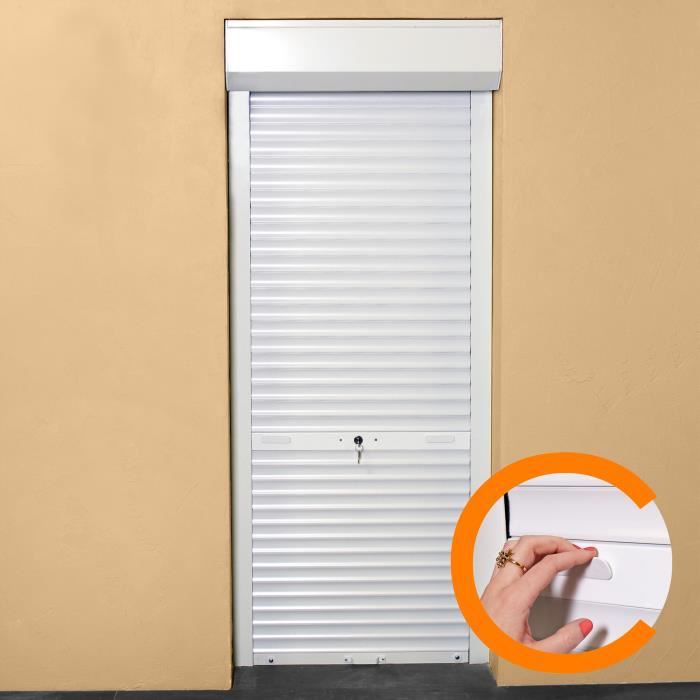 Volet roulant manuel a tirage pour porte L100 x H220 cm PVC -Coloris Blanc - - 6