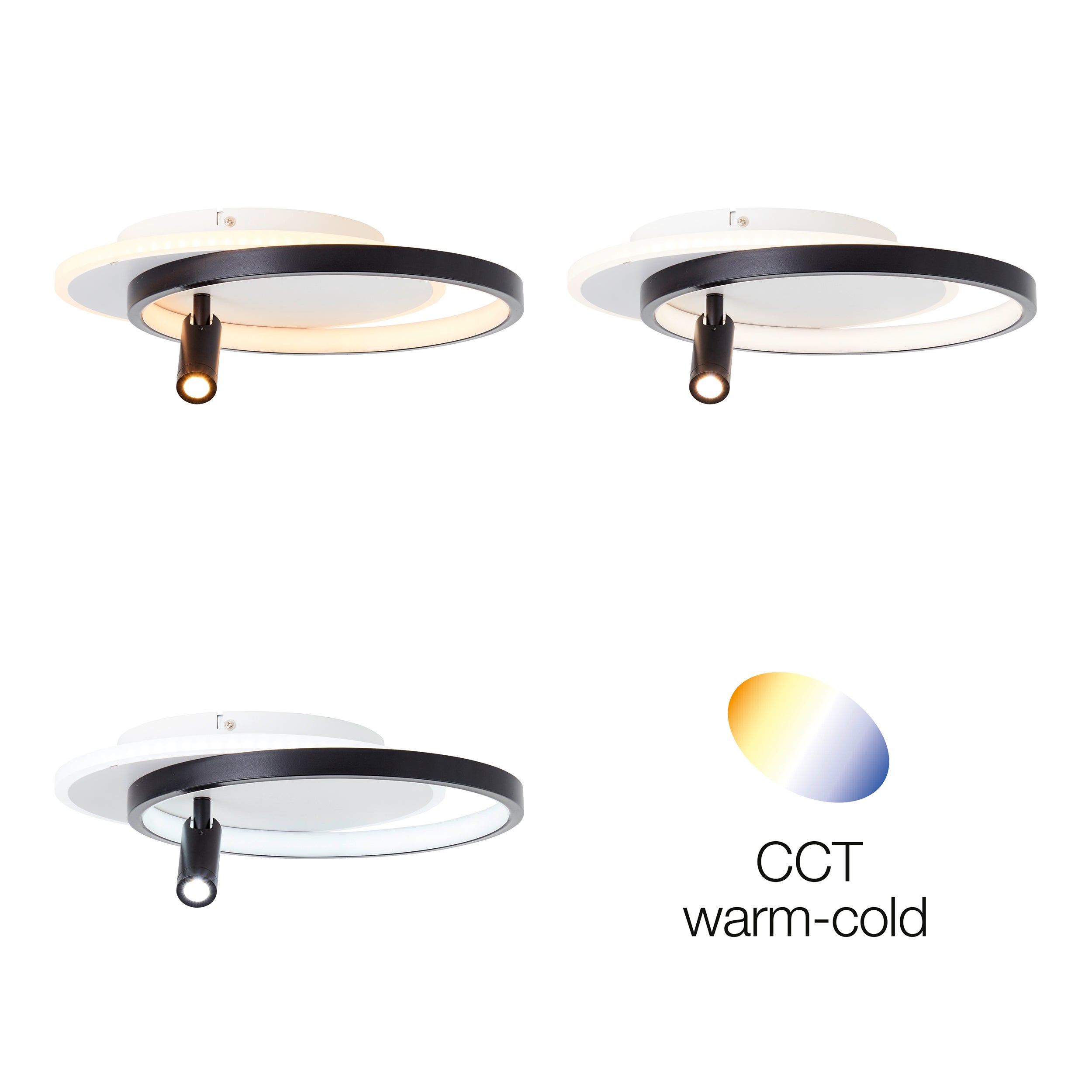 Plafon sufitowy LED Brilliant Eunomia 35x30cm 1 płomień czarny/biały, metal/plastik, 1x wbudowana dioda LED, 24W, (strumień świetlny: 2500lm, barwa św - 6