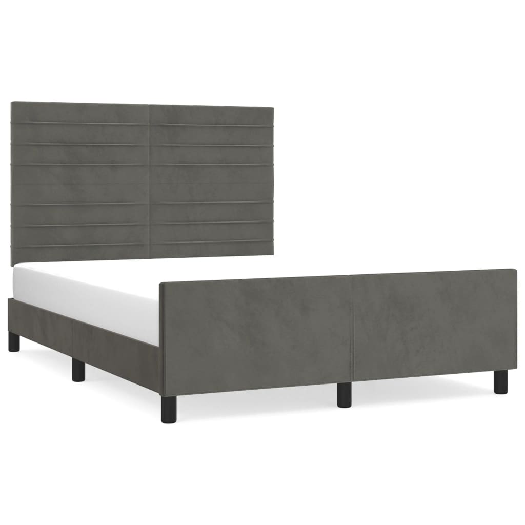 Cadre de lit sans matelas gris foncé 140 x 200 cm velours - 2