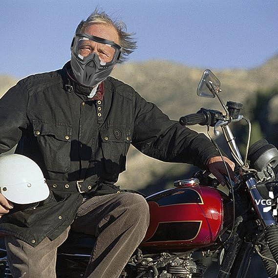 Couvre-visage Pour Lunettes De Sécurité - Écran Facial De Sécurité PC | Casque Tactique Avec Lunettes Coupe-vent | Écran Facial De Meulage De Moto - 5