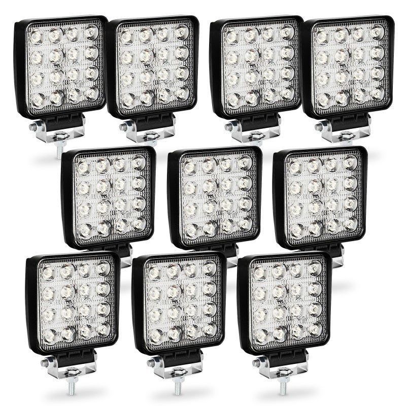 10 szt. 48W kwadratowa lampa robocza LED DC 12V 24V do quada, łodzi, ciągnika, terenu, wodoodporna