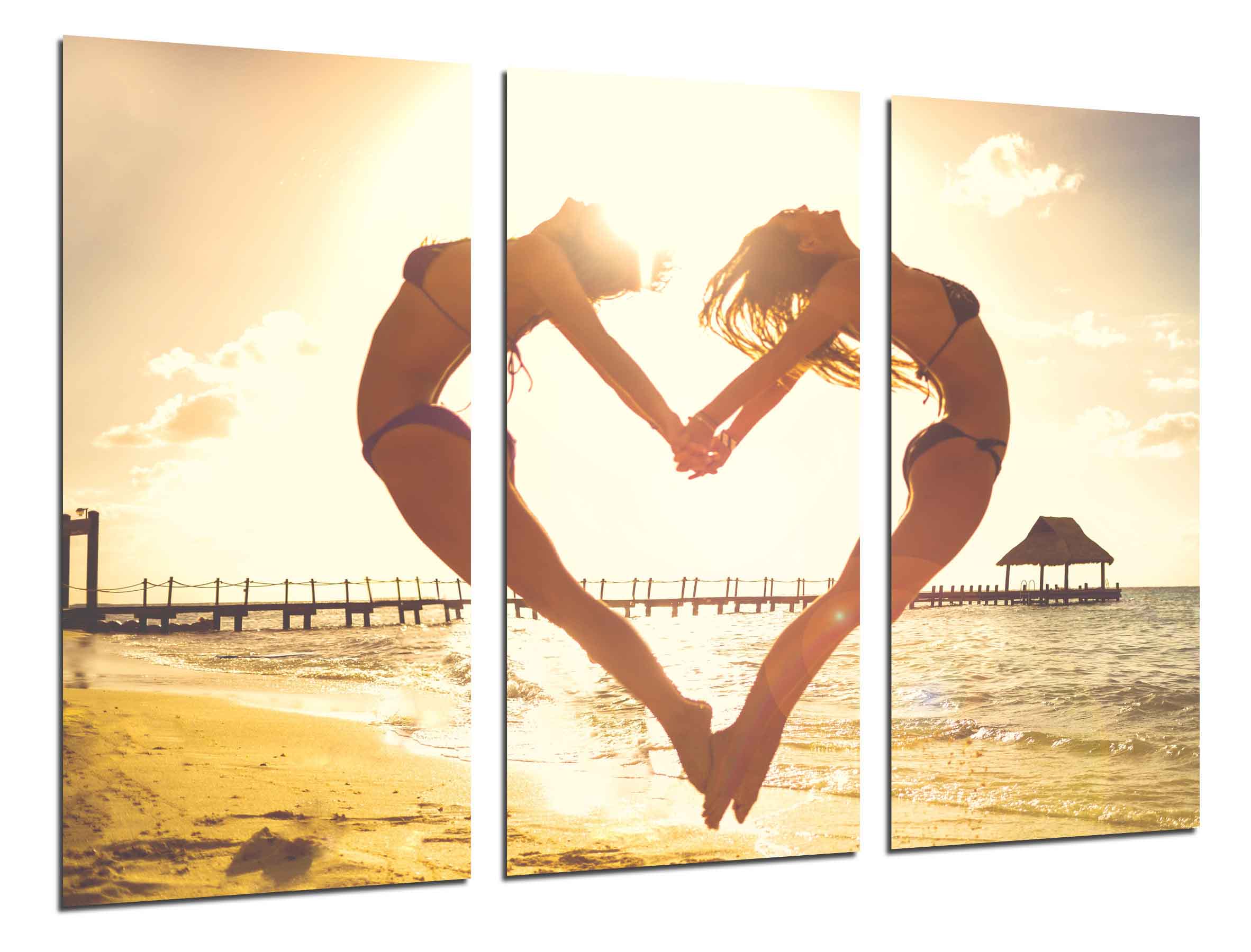 Corazon en la playa, impresión fotográfica sobre madera, cuadro moderno decorativo