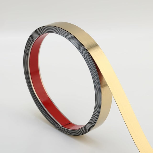 Modanatura in metallo autoadesiva in acciaio inossidabile, 10 mm x 6 m, per parete, caminetto, bordo specchio e decorazione - Oro