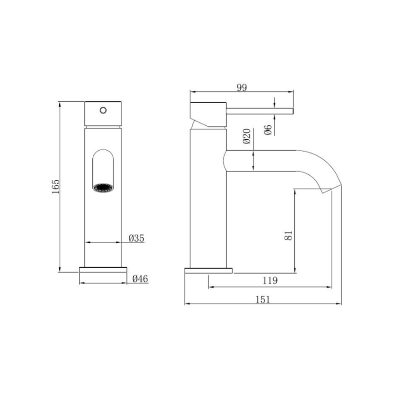 Aurum mezclador de pedestal para lavabo 16,5 cm, con palanca, sin desagüe automático, negro mate (SATBAUR271C) - 2
