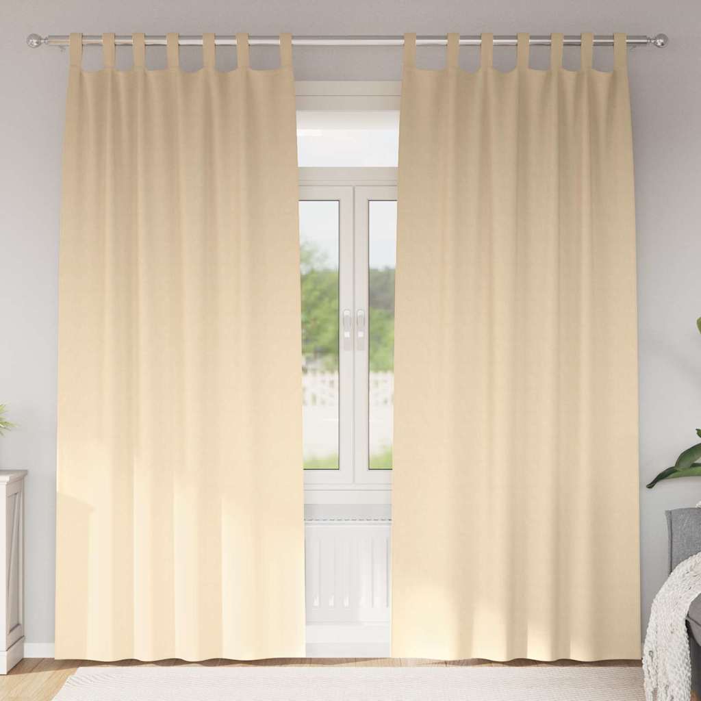 Firany blackout z kółkami 2 pcs Kremowy 225 x 140 cm Poliester vidaXL