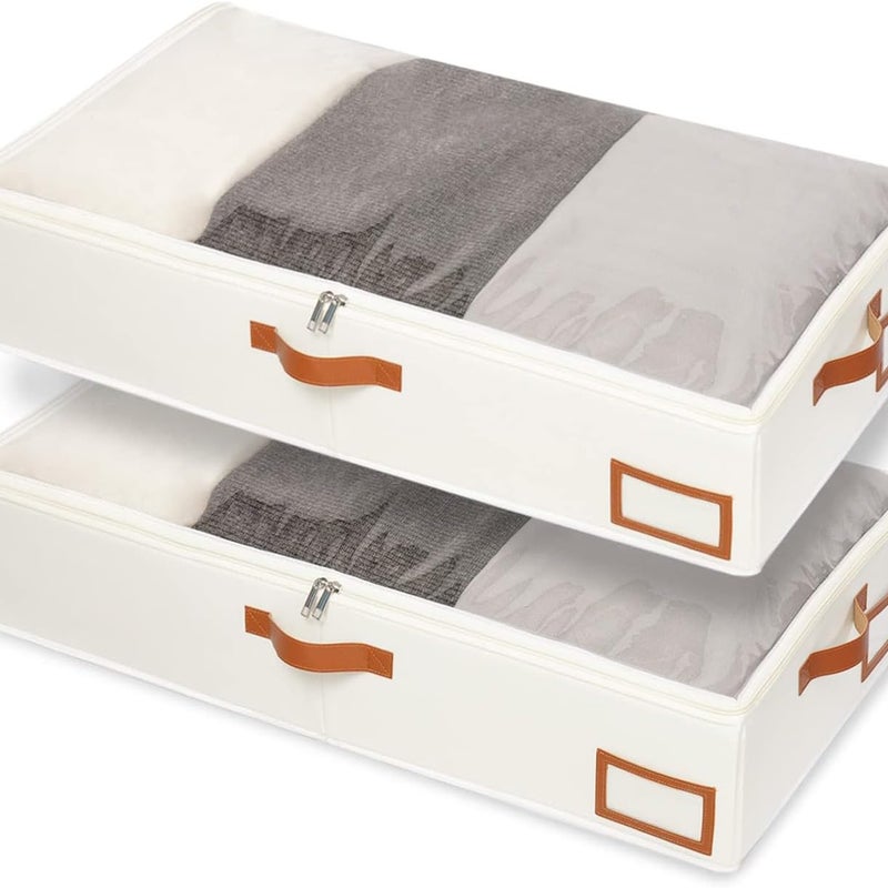 2-częściowe pojemniki do przechowywania pod łóżkiem, składane pokrowce na ubrania, przezroczyste okienko i zamek błyskawiczny, na pościel, 80 x 45 x