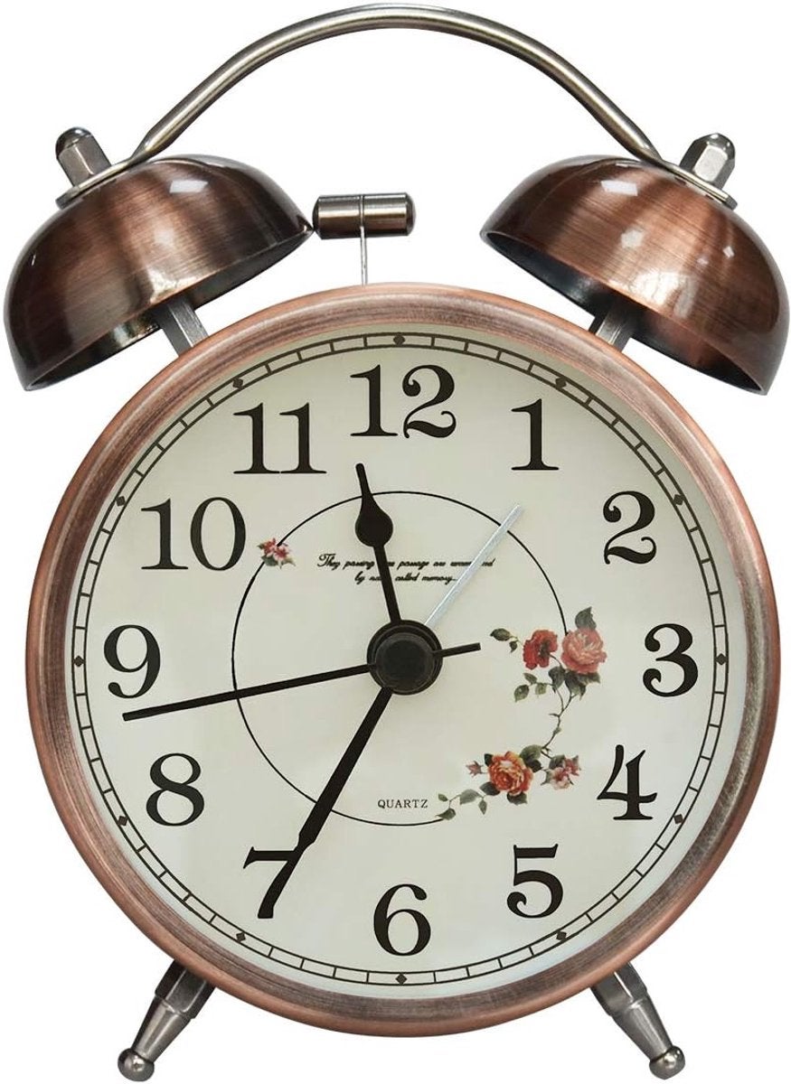 1 bucată, ceas deșteptător retro din metal, funcționat cu baterii, silențios, alarmă dublă, design vintage, pentru copii și adulți 1buc