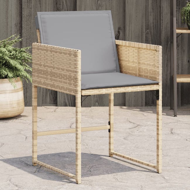 Poltrone da giardino con cuscini pz rattan sintetico beige mix