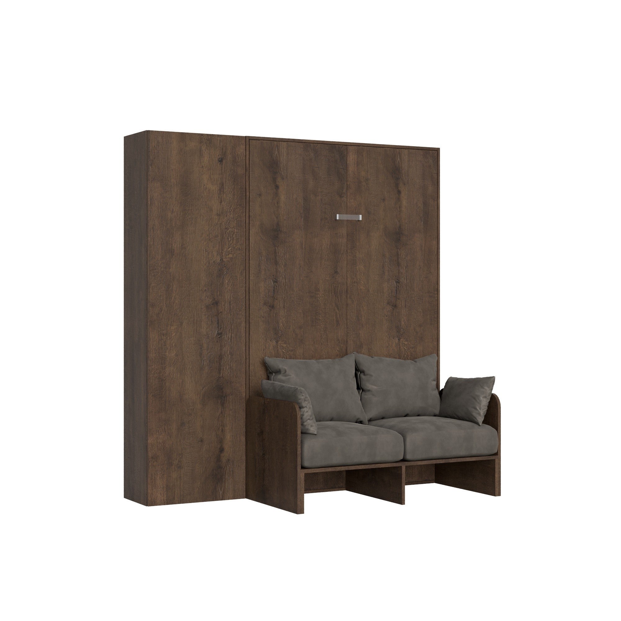 Sofa rozkładana Kentaro Walnut 140 cm z kolumną po lewej i prawej stronie