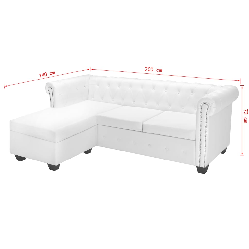 vidaXL Divano Chesterfield a L in Finta Pelle Bianco - 6