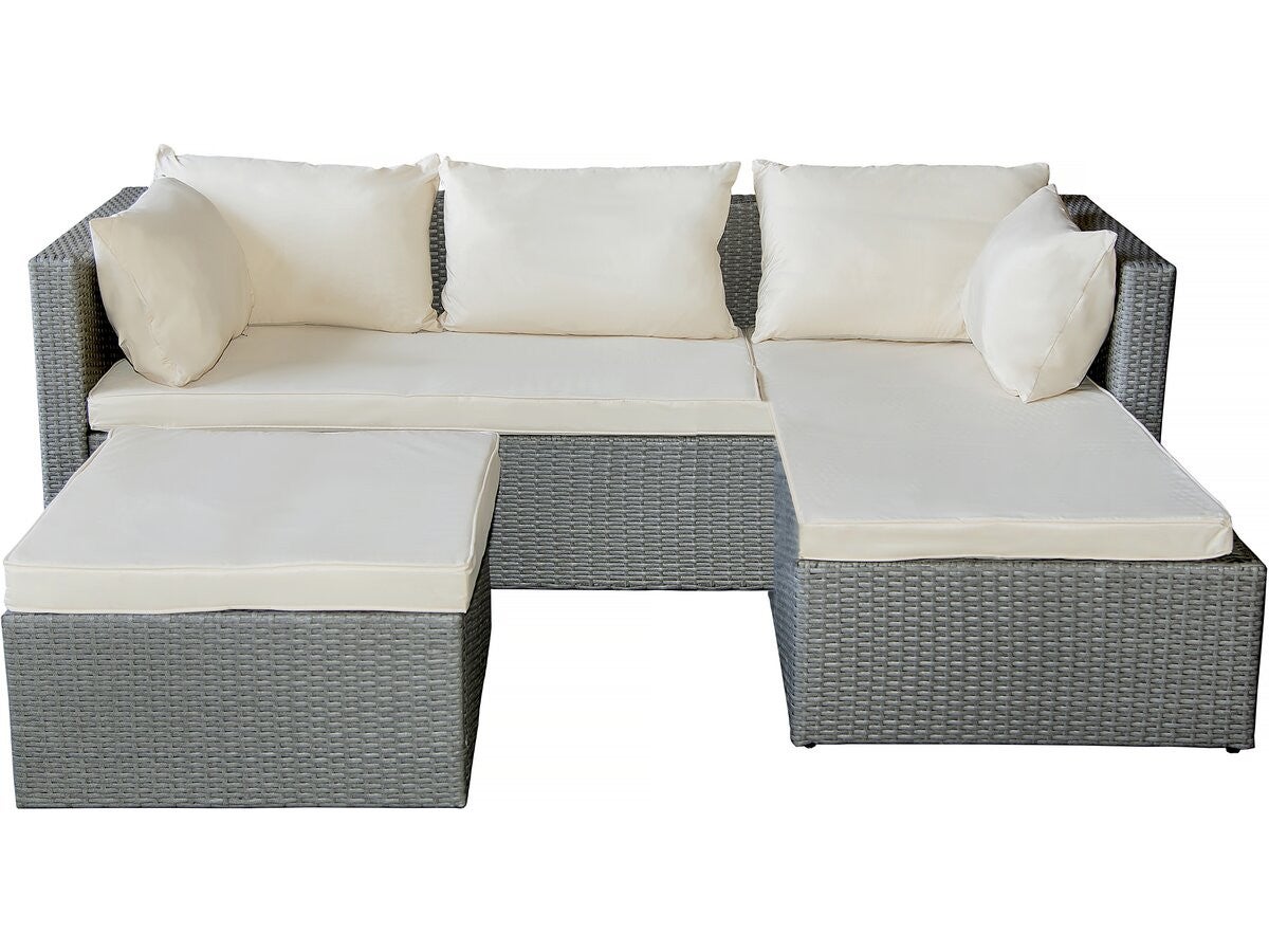 Habitat Et Jardin  Muebles De Jardín Bajos En Resina Tejida Diya 3 Plazas, Gris/Claro , Leroy Merlin