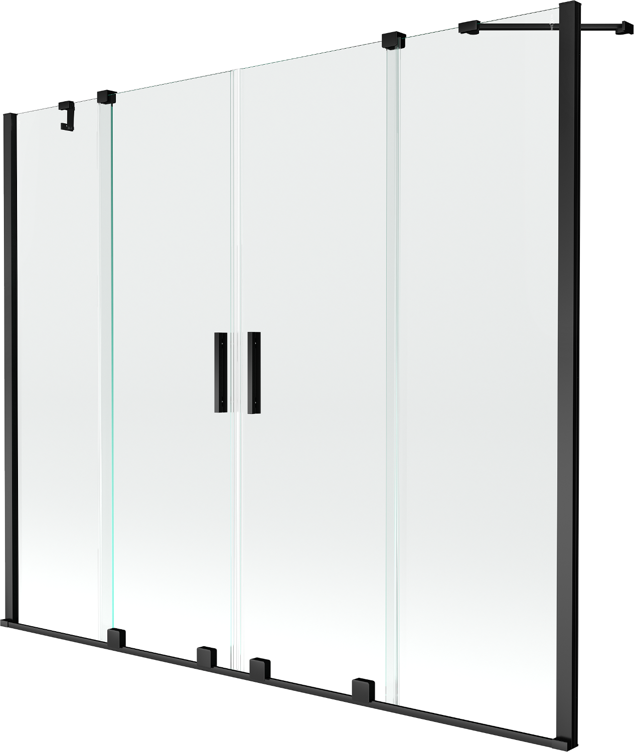 Mexen Velar Duo parawan nawannowy 2-skrzydłowy rozsuwany 170 x 150 cm, transparent, czarny - 896-170-000-02-70