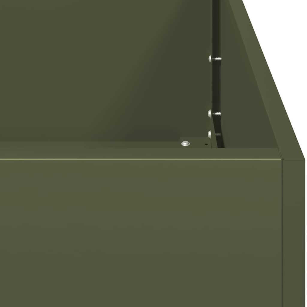 Jardinière，Pot de Fleurs vert olive 200x40x40 cm acier laminé à froid CFW301434 - 7