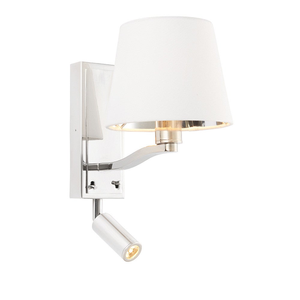 Kinkiet z włącznikiem HARVEY niklowy 1xE14+LED zintegrowanyx15W metal wym:28,5x15x23cm IP20 Endon