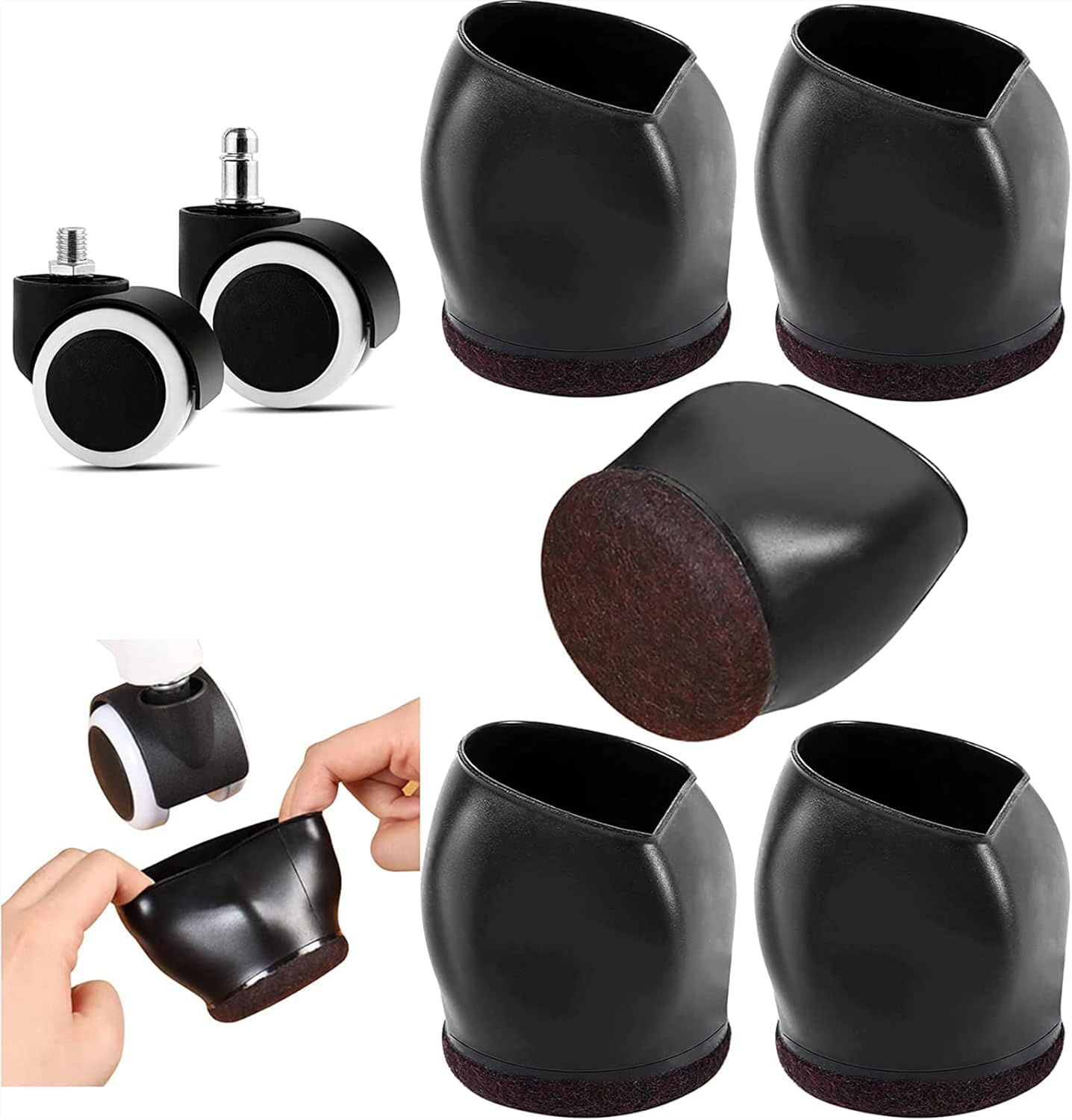 PATIKIL Lot De 16 Housses Rectangulaires Pour Pieds De Chaise Avec Coussinet En Feutre, 10 Mm, Glisse En Douceur, Sans Rayures, Pas De Bruit, Pour Pieds De Meubles, Patins De Sol, Capuchons