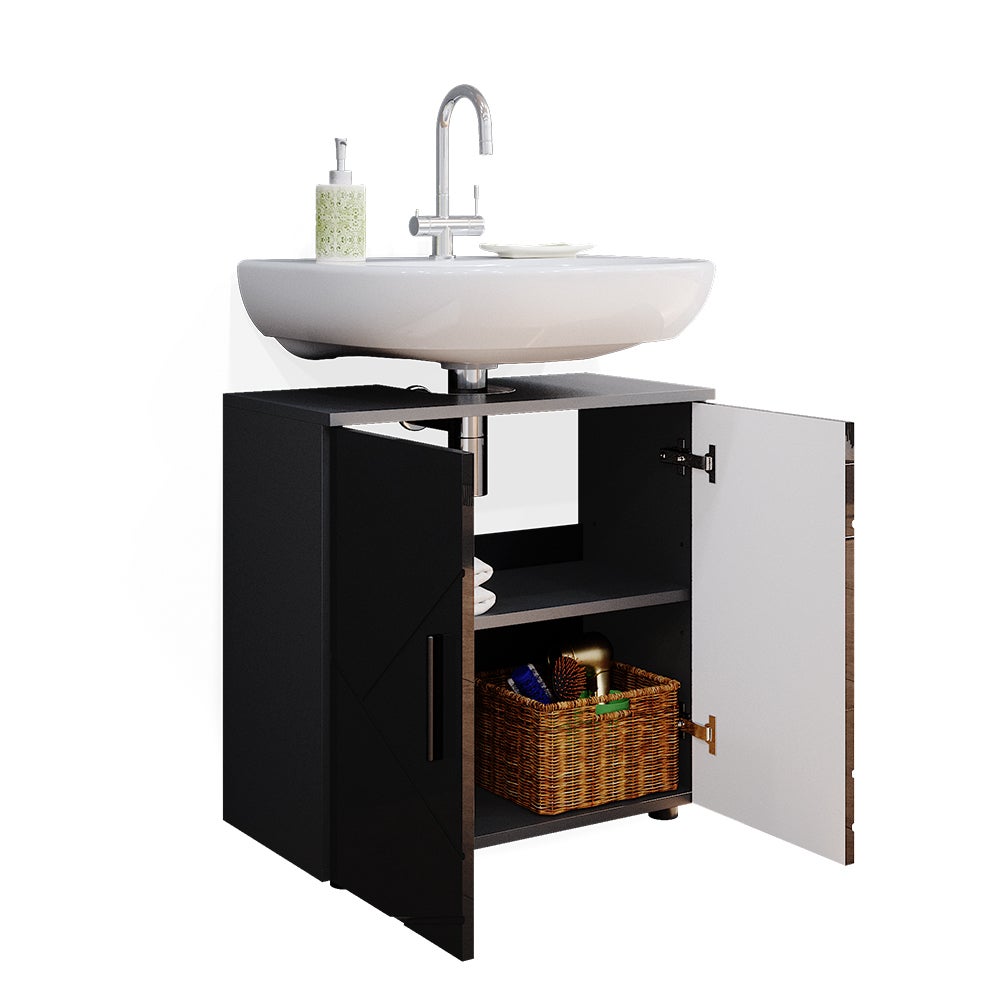 Vicco Meuble sous vasque simple Irma, Anthracite Haute brillance, 60x59cm - 7