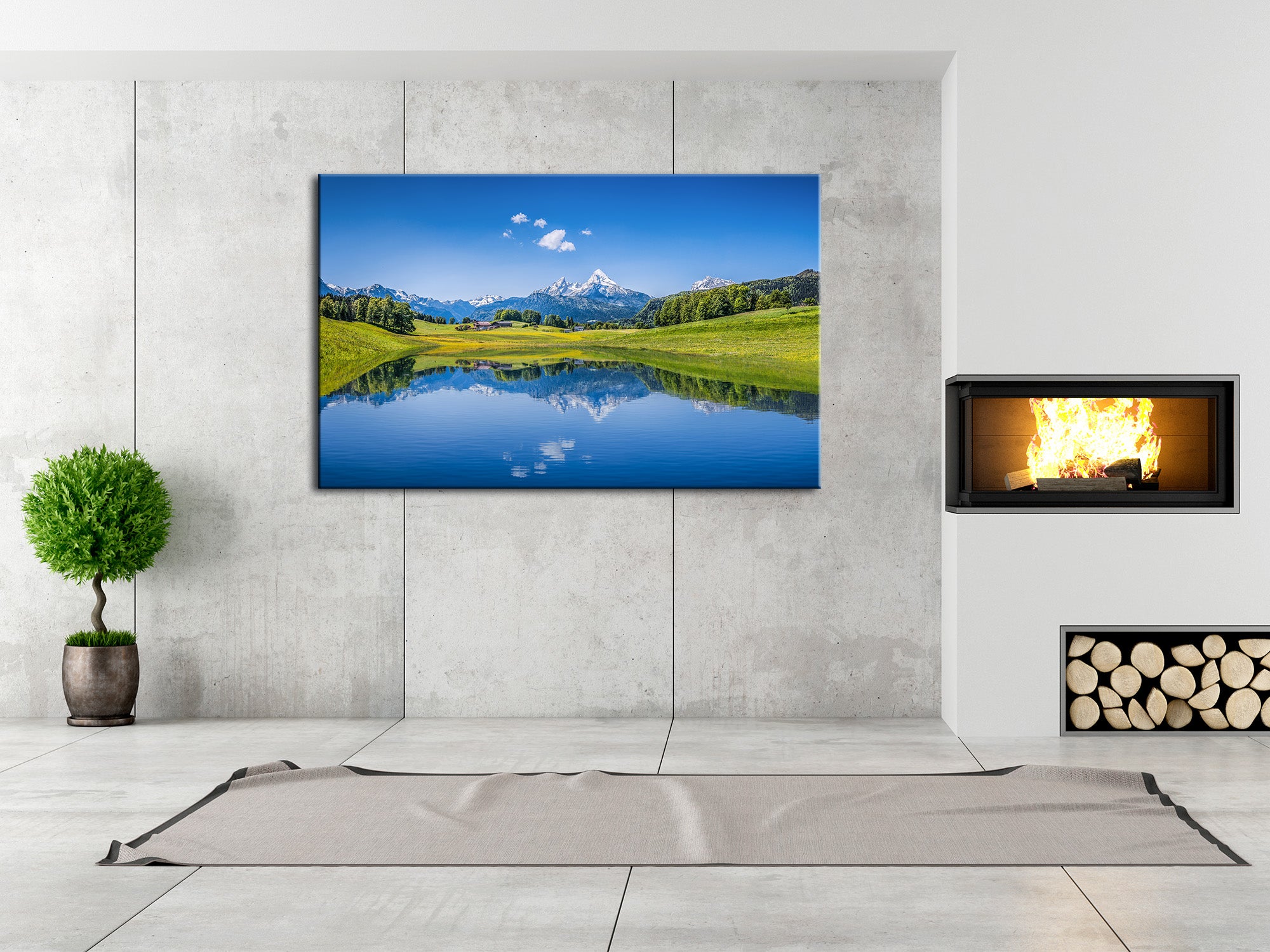 DECLINA, Tableau toile imprimée paysage, Tableau déco paysage LAC DANS LES ALPES, 50x30 cm - 3