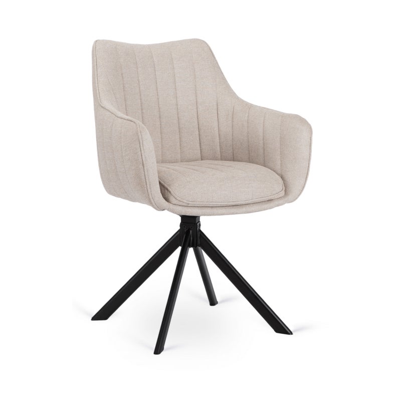 Krzesło Obrotowe Tapicerowane Kuchenne Do Jadalni Salonu Kremowe MUMBAI