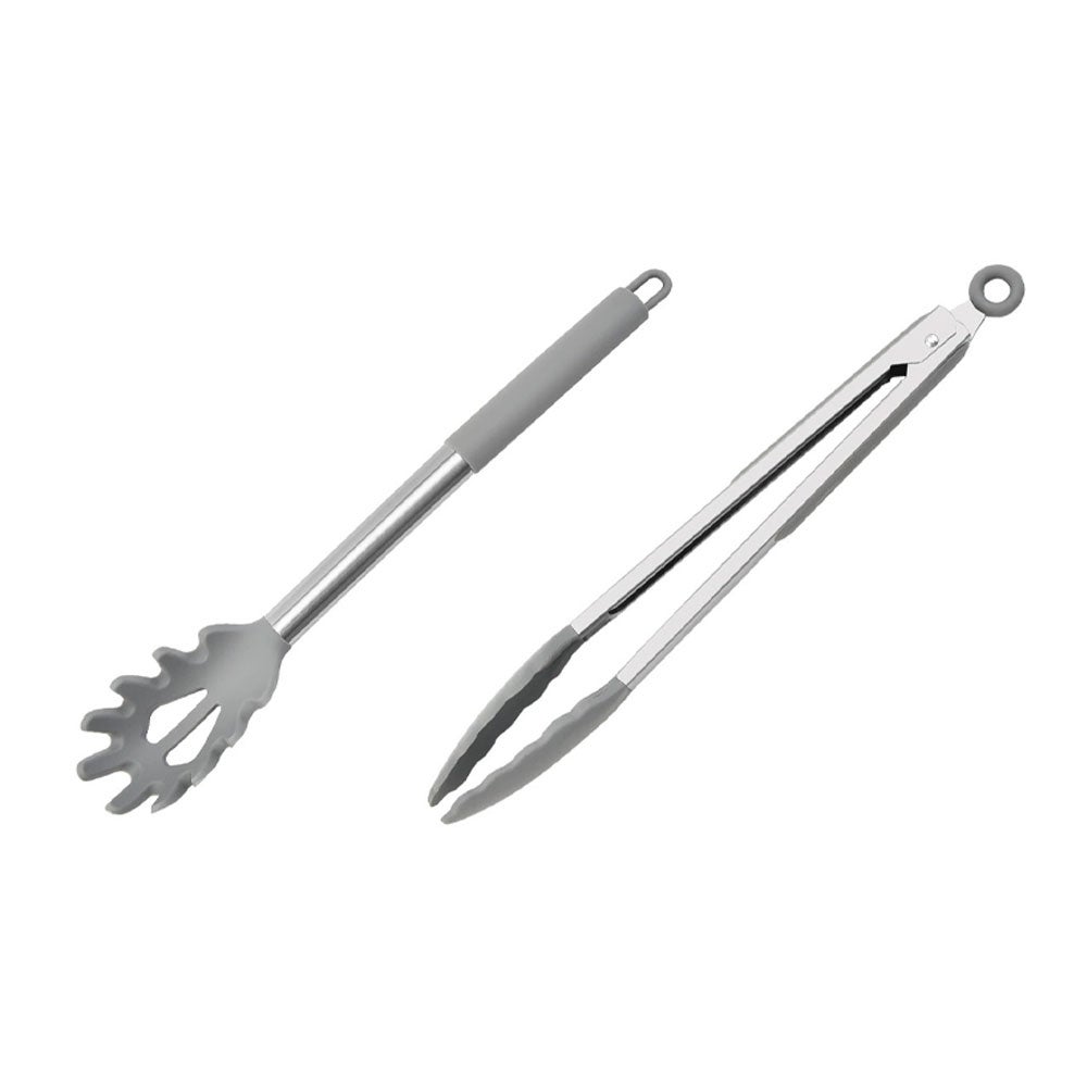 Przybory kuchenne - Widelec do makaronu - Szczypce do żywności - Silikonowe - 34 cm - Szare