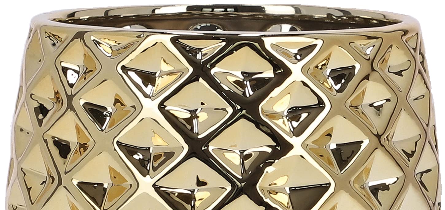 Doniczka donica osłona na kwiaty rośliny ø 13cm złota ceramiczna szkliwiona - KOTARBAU - 6