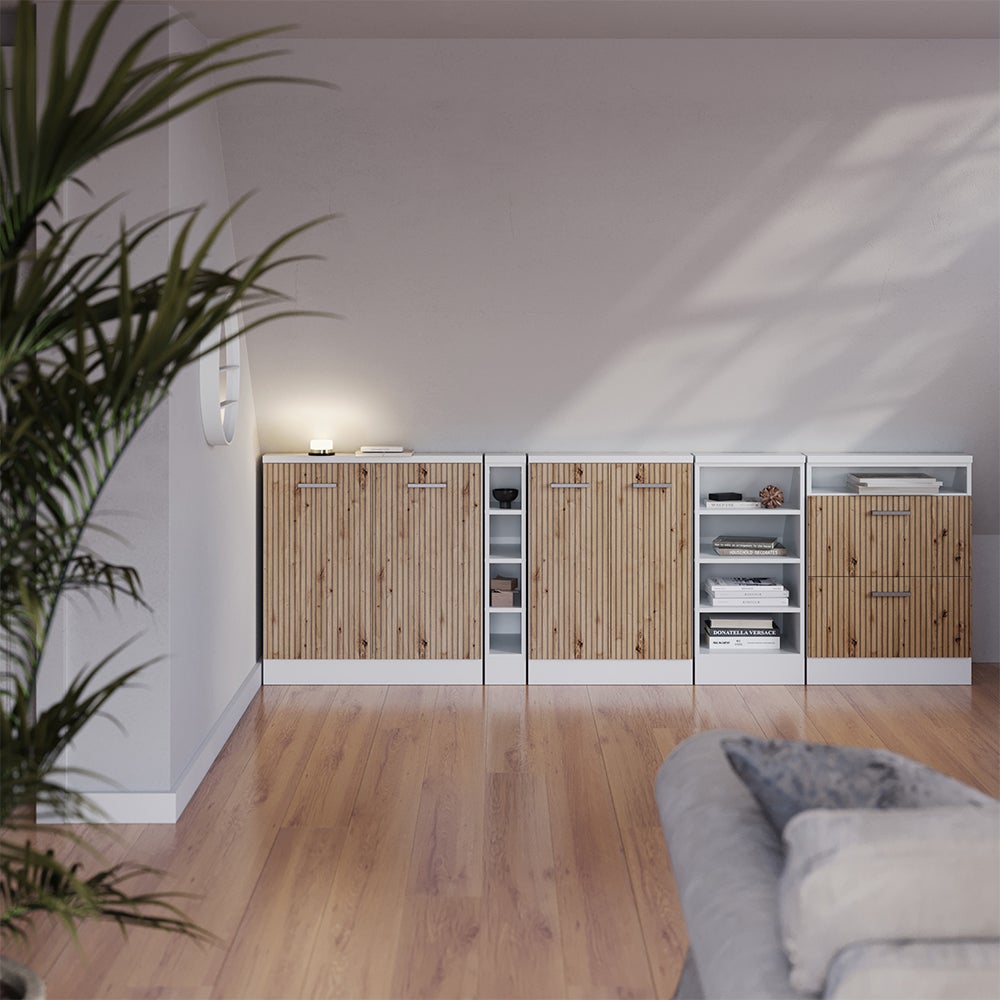 Vicco Ensembles de meuble de rangement sous pente Rion, Artisan chêne/blanc, Lot de 2 - 7