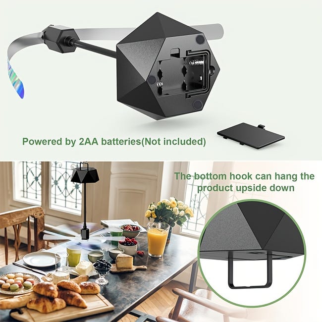 Ventilateur anti-mouches, 2 ailes – éclairage LED – alimentation par piles ou USB – répulsif doux et efficace, pratique pour les repas et les voyages - Et votre maison devient une oasis de bien-être Ventilateur anti-mouches, 2 ailes – éclairage LED – alimentation par piles ou USB – répulsif doux et efficace, pratique pour les repas et les voyages - Et votre maison devient une oasis de bien-être