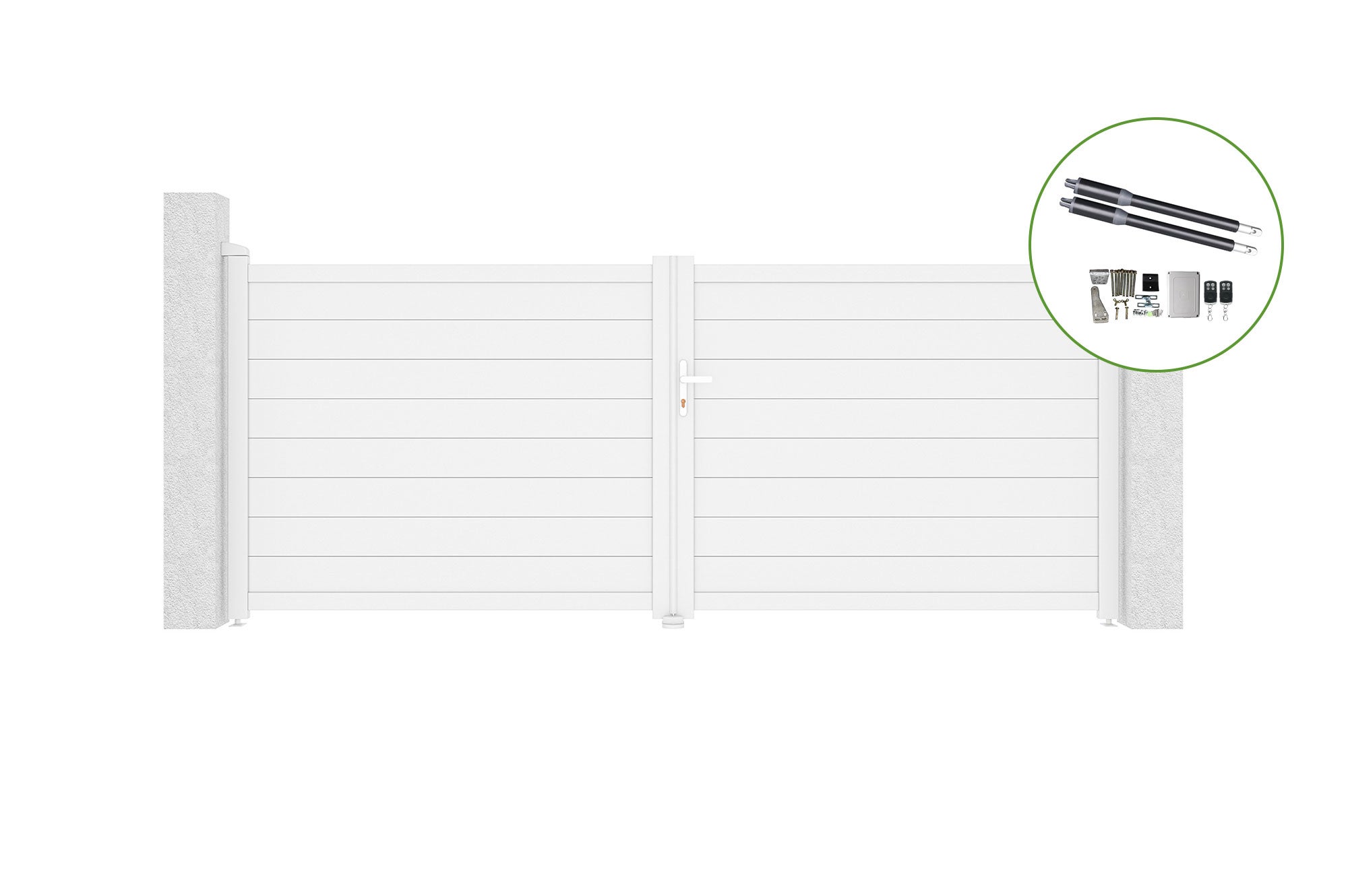 Brama skrzydłowa 3,5m EIGER H.140cm białe aluminium + napęd RANGER B150