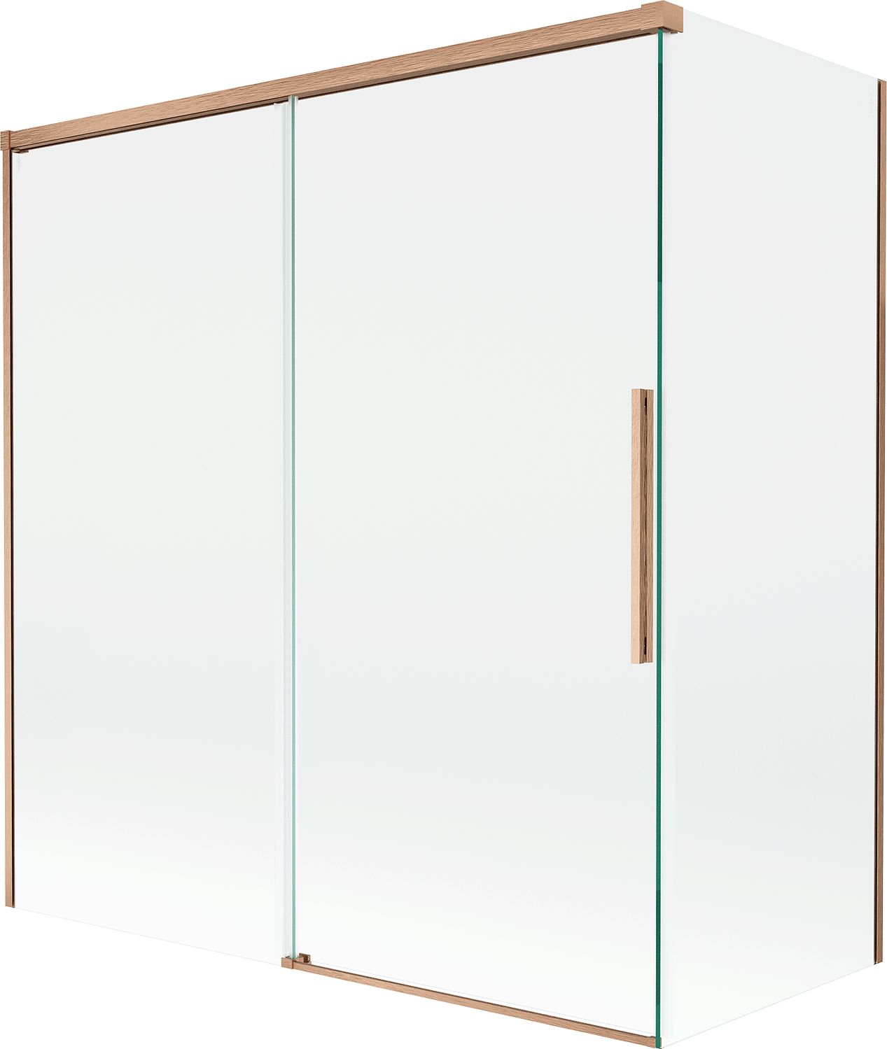 Mexen Rox parawan nawannowy 2-skrzydłowy rozsuwany 150 + 70 x 150 cm, transparent, miedż szczotkowana - 8C9-150-070-65-00