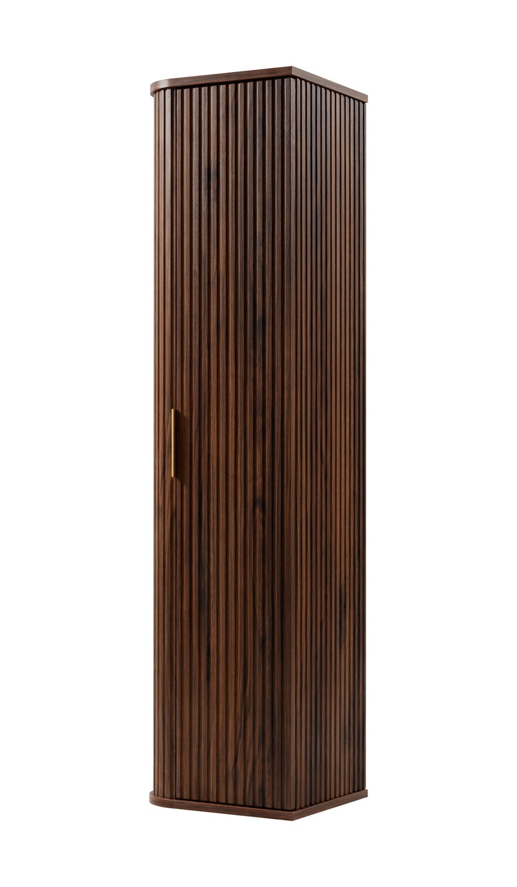 Meuble colonne suspendu de salle de bain GLAMOUR coloris noyer foncé 35 x 139 cm - 5