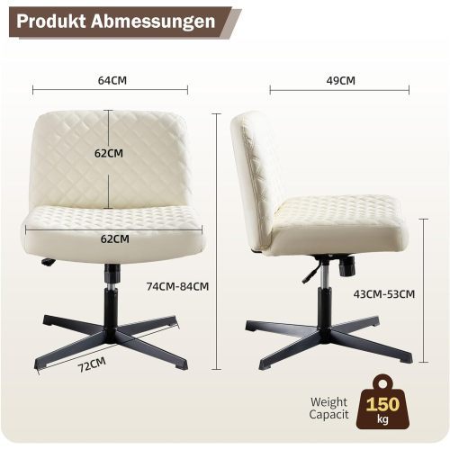 Sedia Da Ufficio Regolabile FurnitureR Senza Braccioli – Per Studenti E Home Office, Grigio