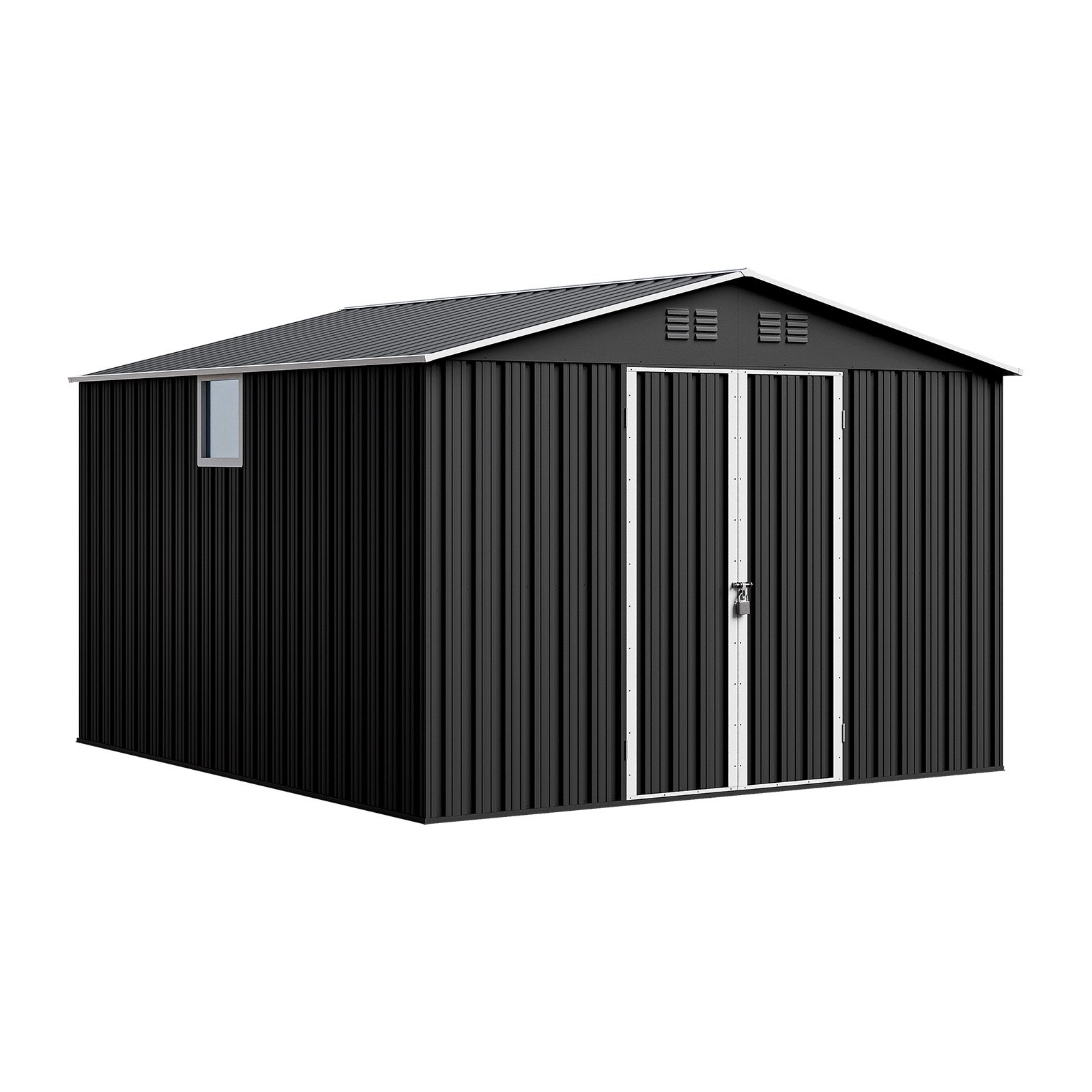 Domek metalowy NORDVIC Thor 283x313 cm, uchylne drzwi, Cold Grey